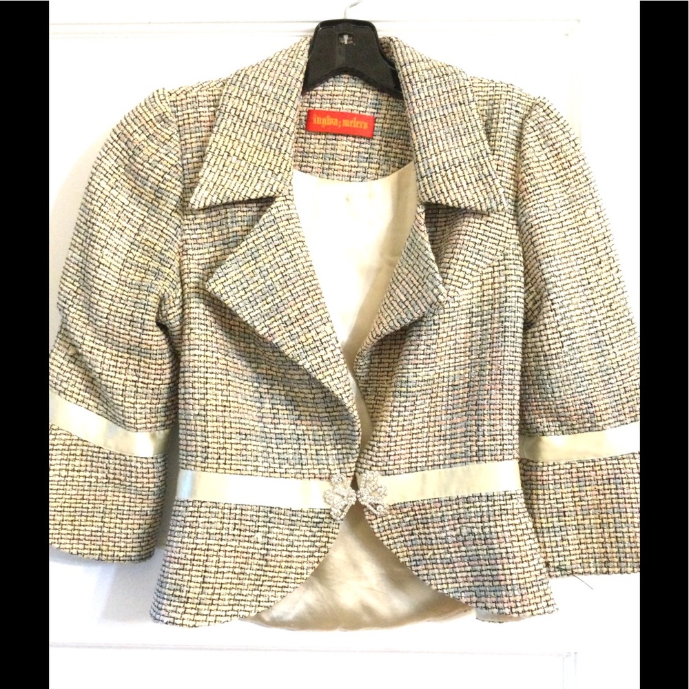 Ingwa Malero Pastel blue, yellow and pink 3/4 Sleeve Blazer. No size label.